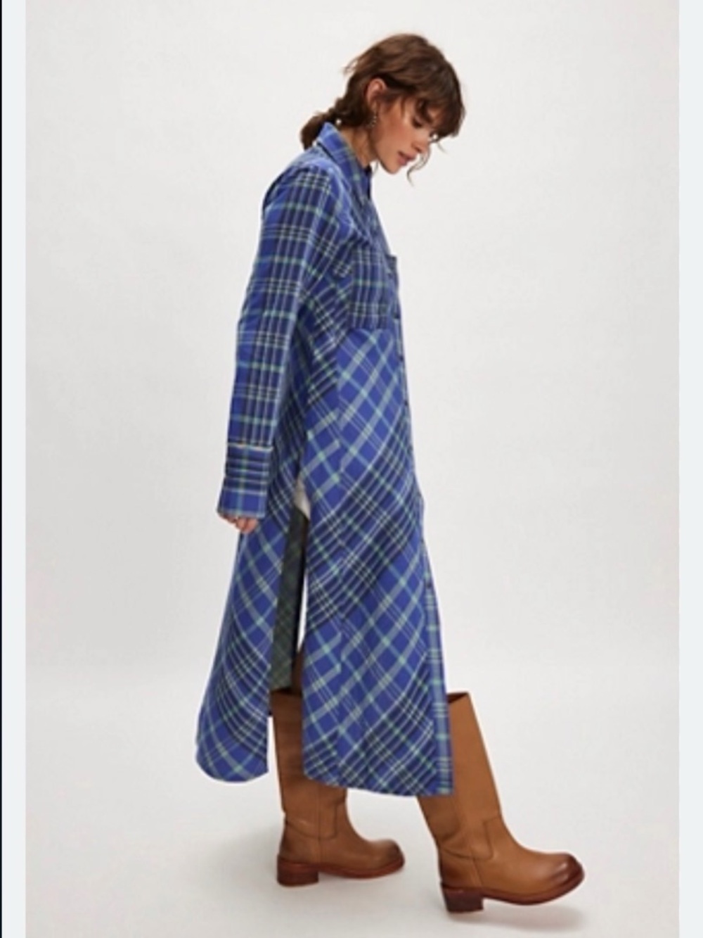 NWT Free People We The Free “Ruth” Long Shirt/Duster, Cobalt Blue, Size 4🏛️